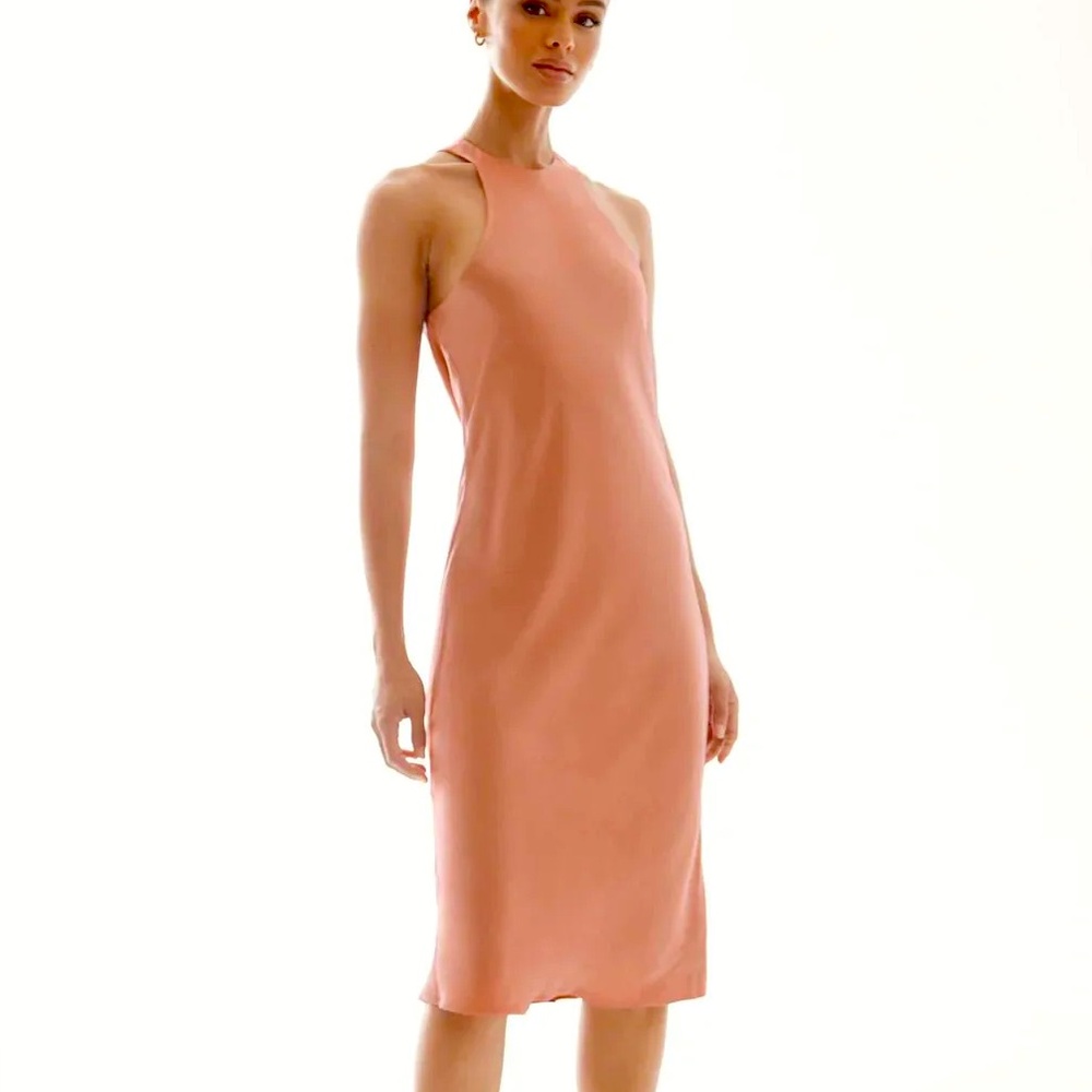 Lanston Women's Satin Bias Halter Tank Midi Dress
